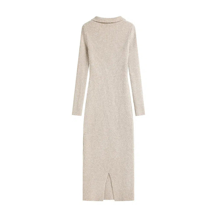 Knitted Long Sleeve Midi Dress