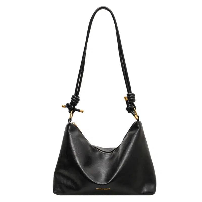 Knotted Handle Leather Tote Bag