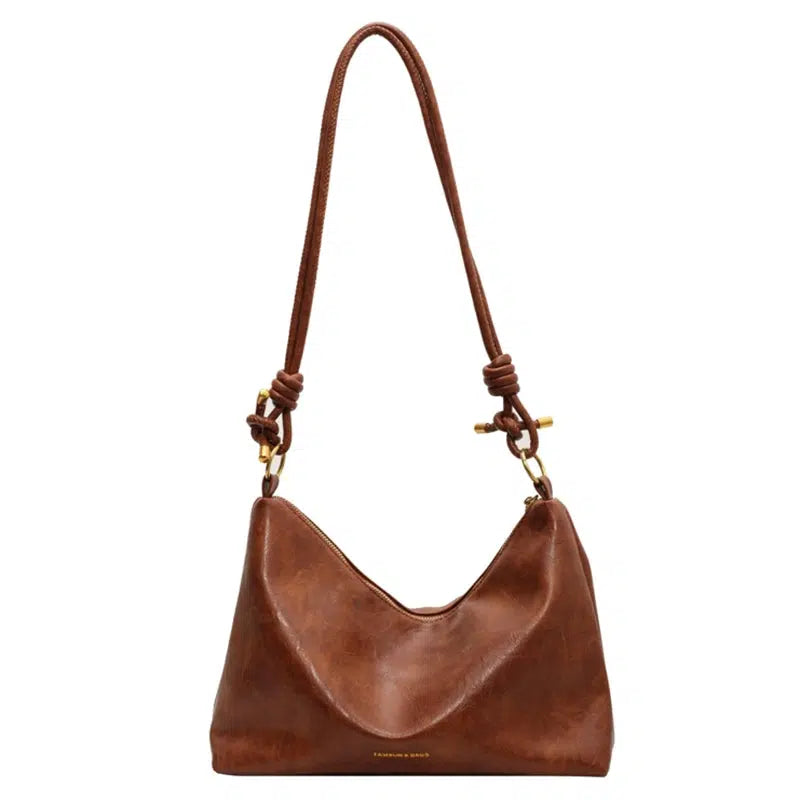 Knotted Handle Leather Tote Bag