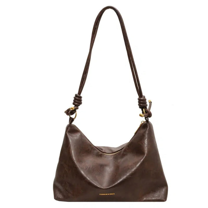 Knotted Handle Leather Tote Bag