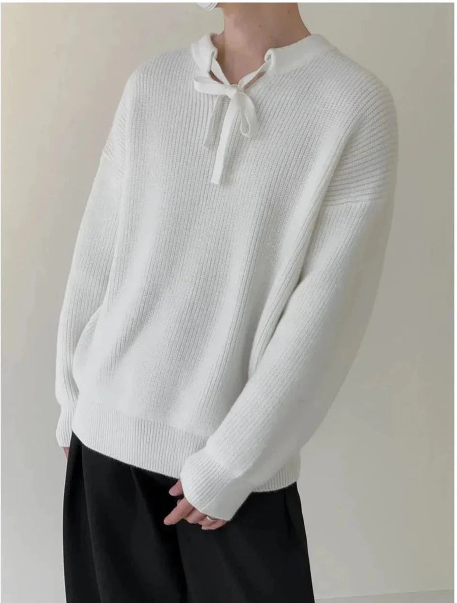 Lace-up Knitted Pullover Sweater