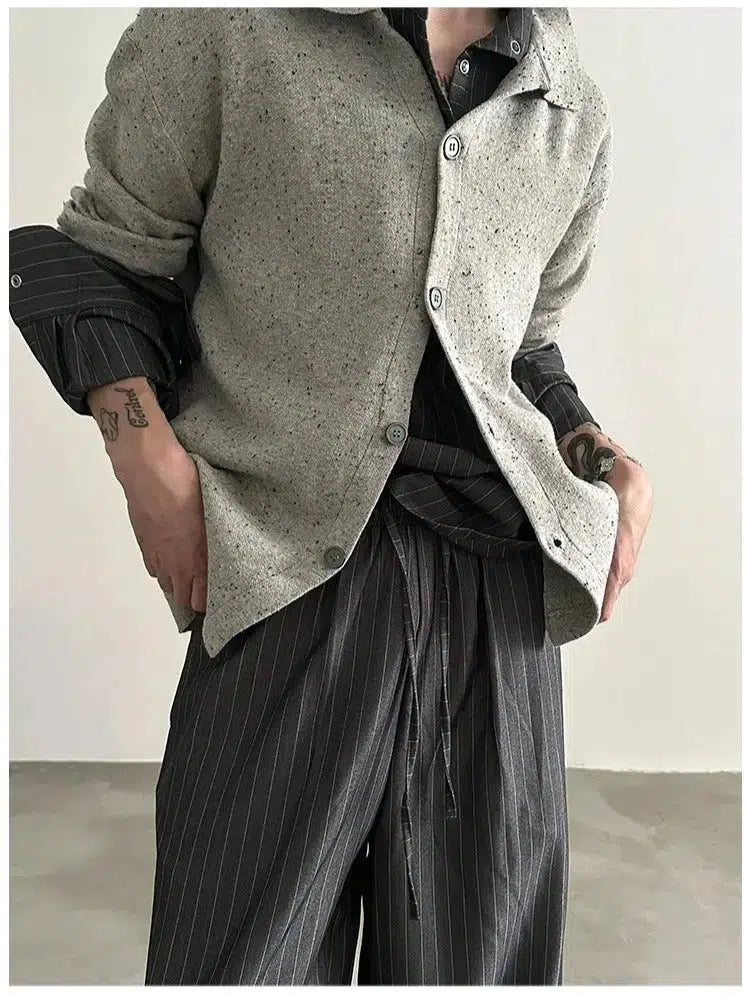 Lapel Knit Button-Up Shirt