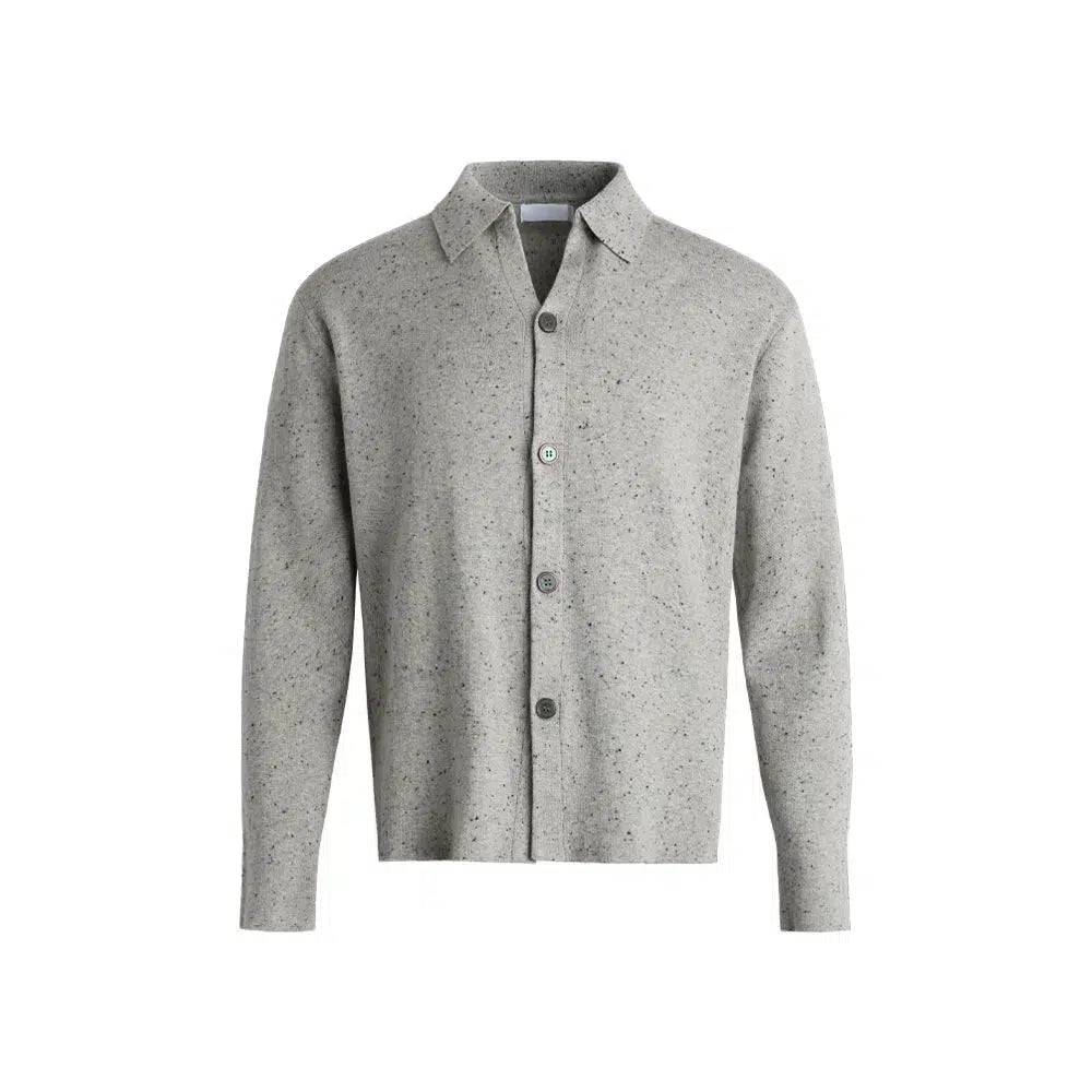 Lapel Knit Button-Up Shirt