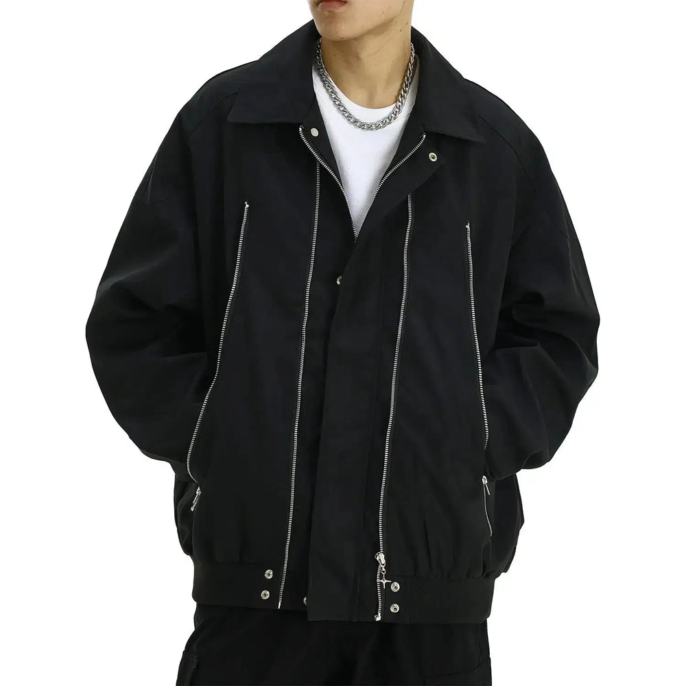 Lapel Oversized Zipper Jacket