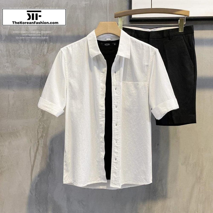 Lapel Slim-fit Spring Long-sleeved Basic Shirt