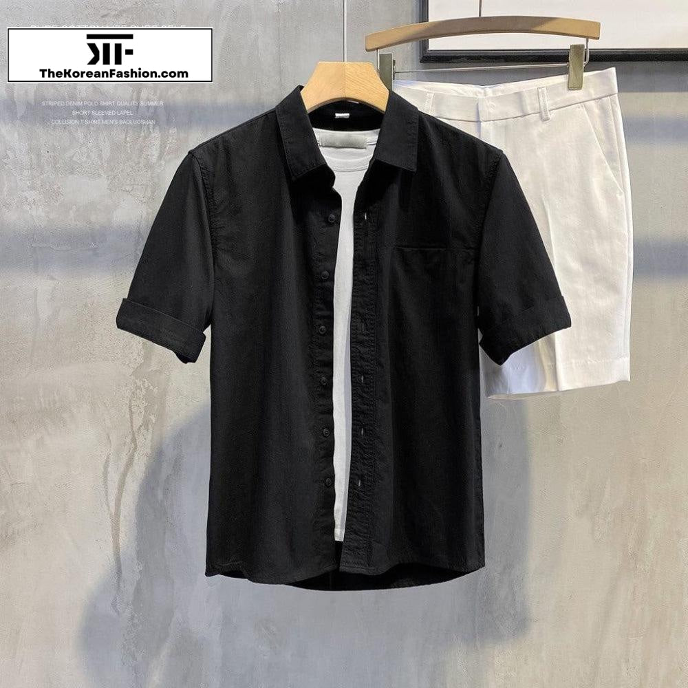 Lapel Slim-fit Spring Long-sleeved Basic Shirt