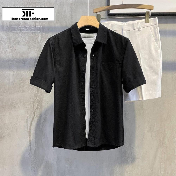 Lapel Slim-fit Spring Long-sleeved Basic Shirt