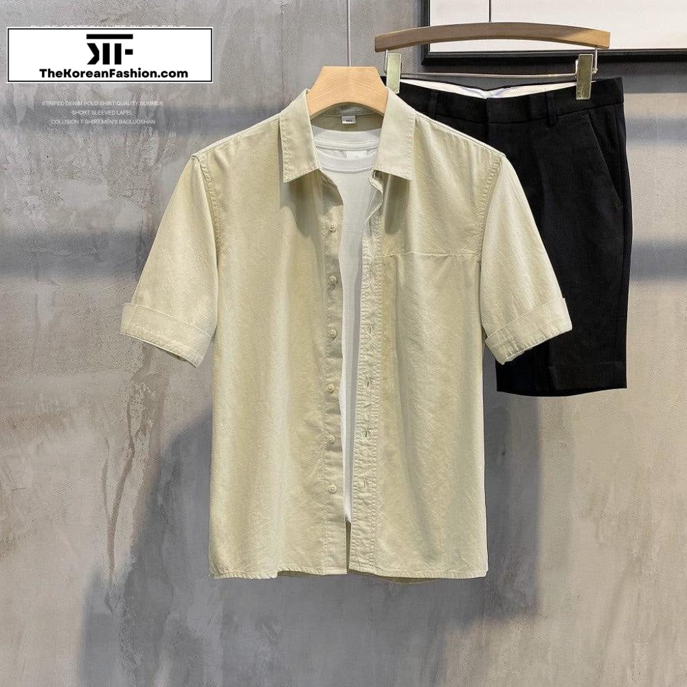 Lapel Slim-fit Spring Long-sleeved Basic Shirt