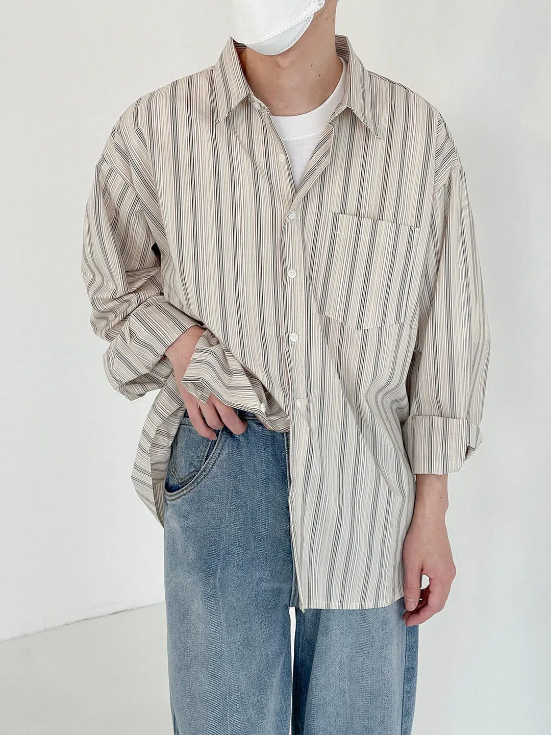 Lapel Striped Shirt