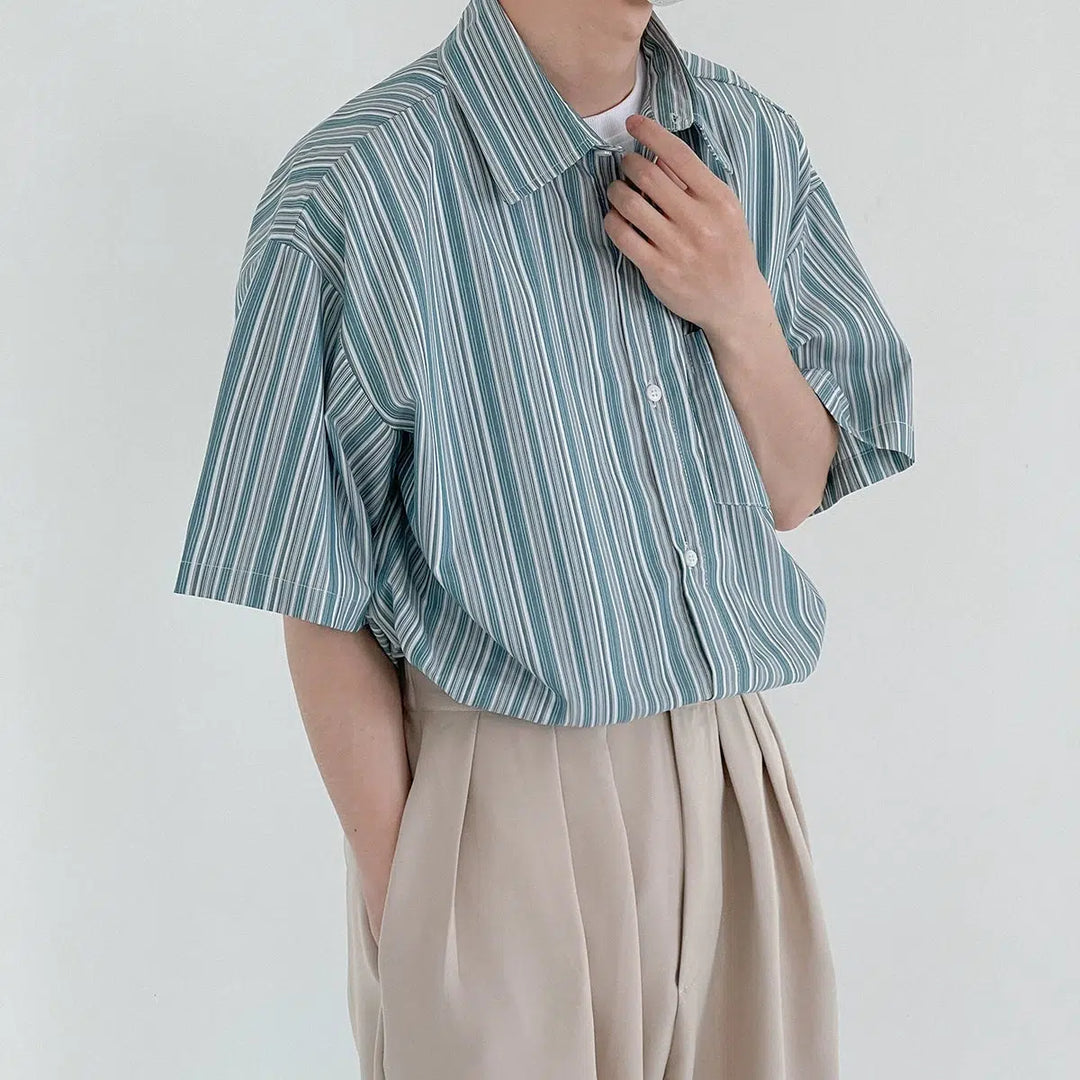 Lapel Striped T-shirt