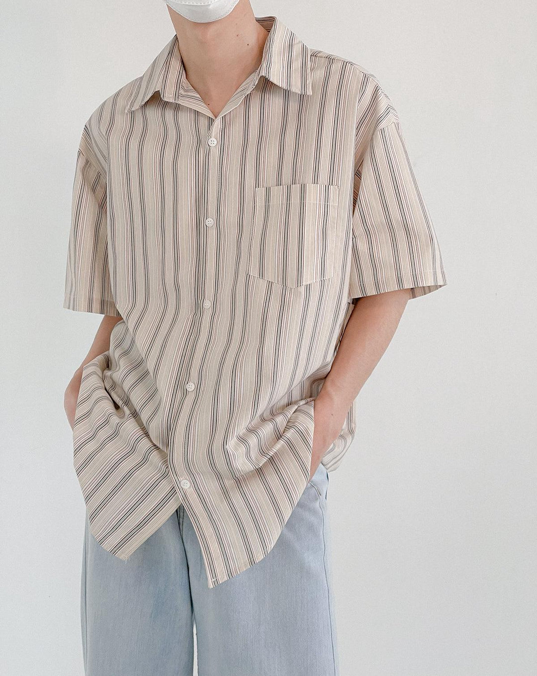 Lapel Striped T-shirt