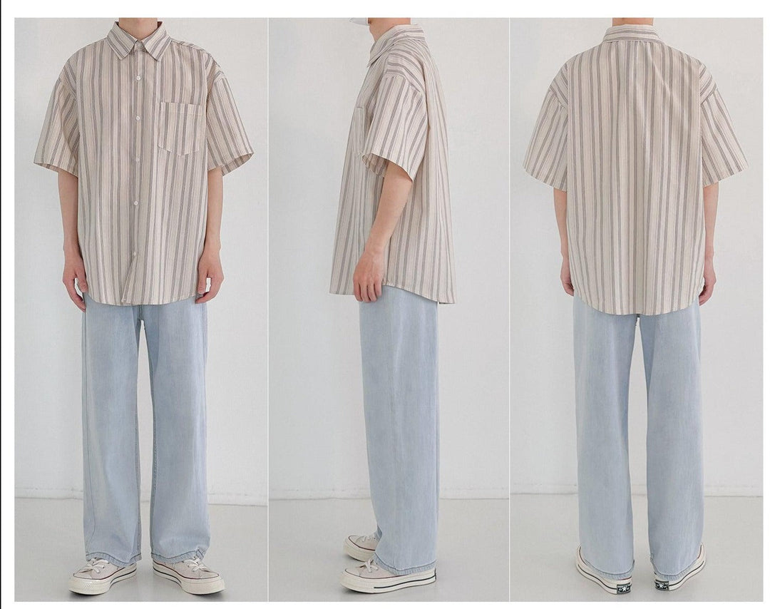 Lapel Striped T-shirt