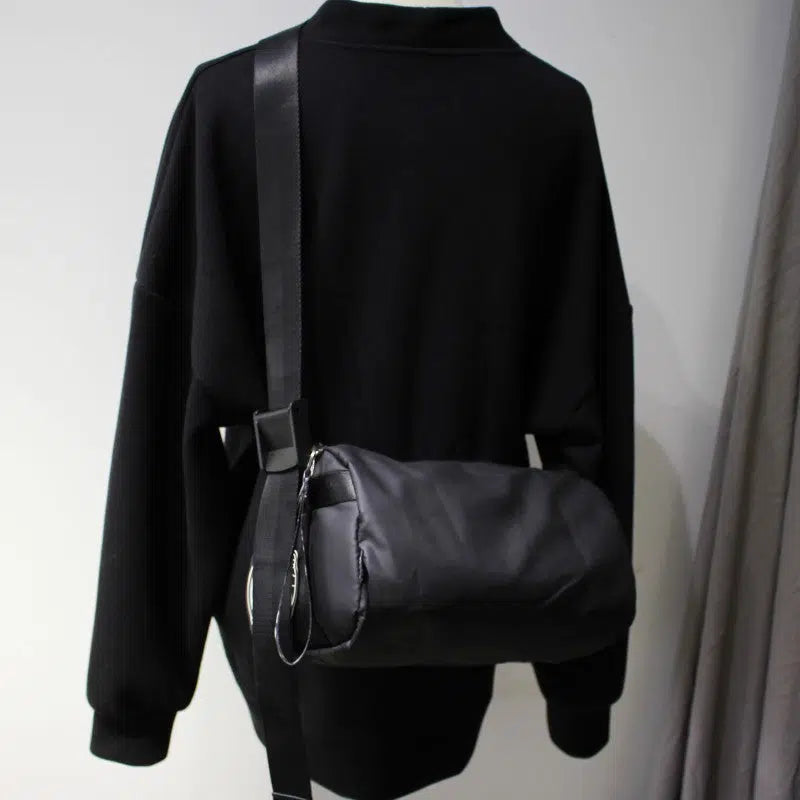 Large Black Oxford Crossbody Bag