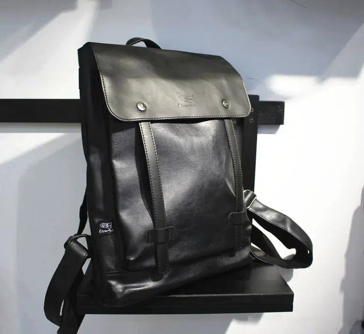 Large Capacity Faux Leather Plaid Backpack