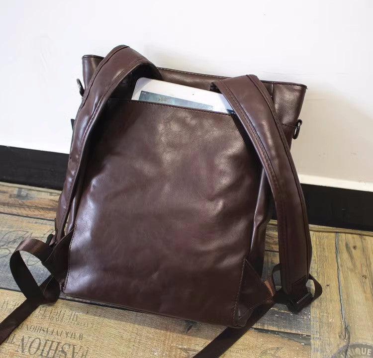 Large Faux Leather Laptop Backpack