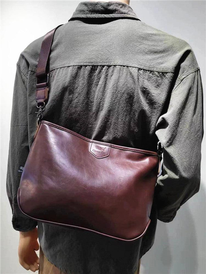 Large Faux Leather Messenger Bag