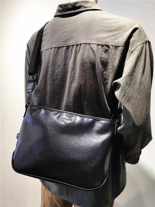 Large Faux Leather Messenger Bag