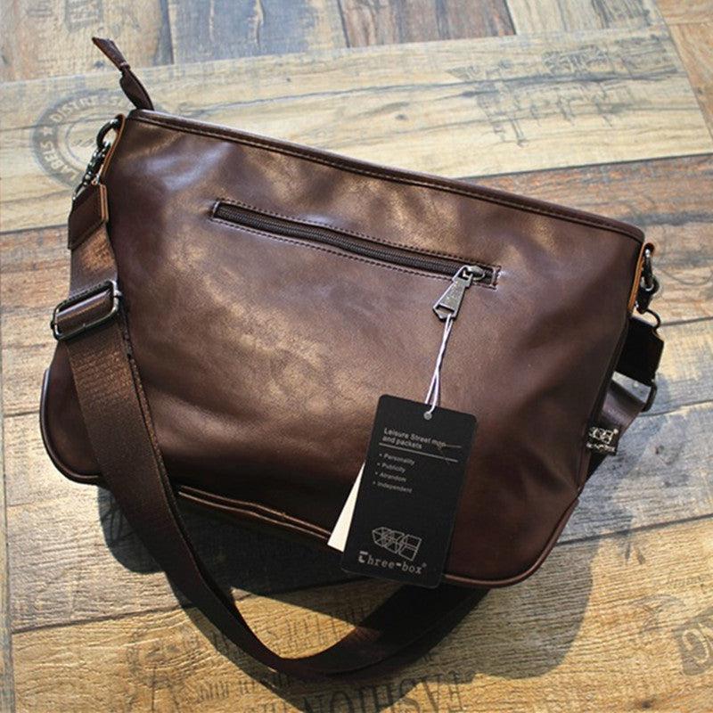 Large Faux Leather Messenger Bag