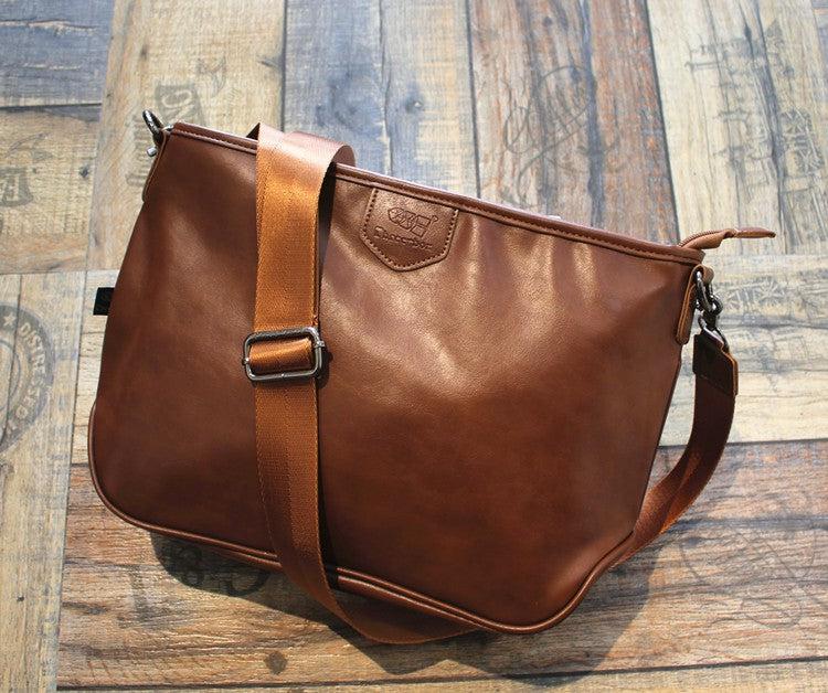 Large Faux Leather Messenger Bag