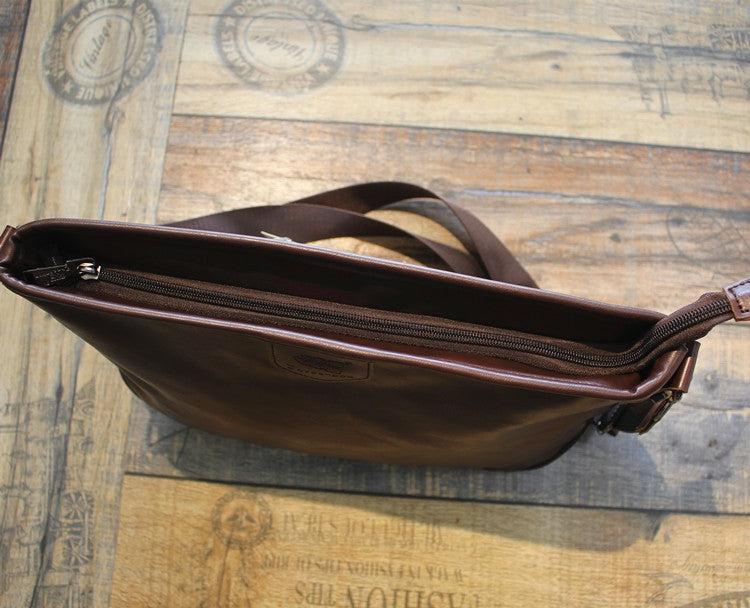 Large Faux Leather Messenger Bag