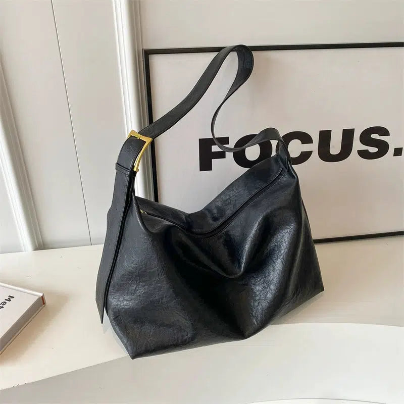 Large Faux Leather Shoulder Bag