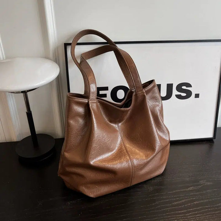 Large Faux Leather Tote Bag