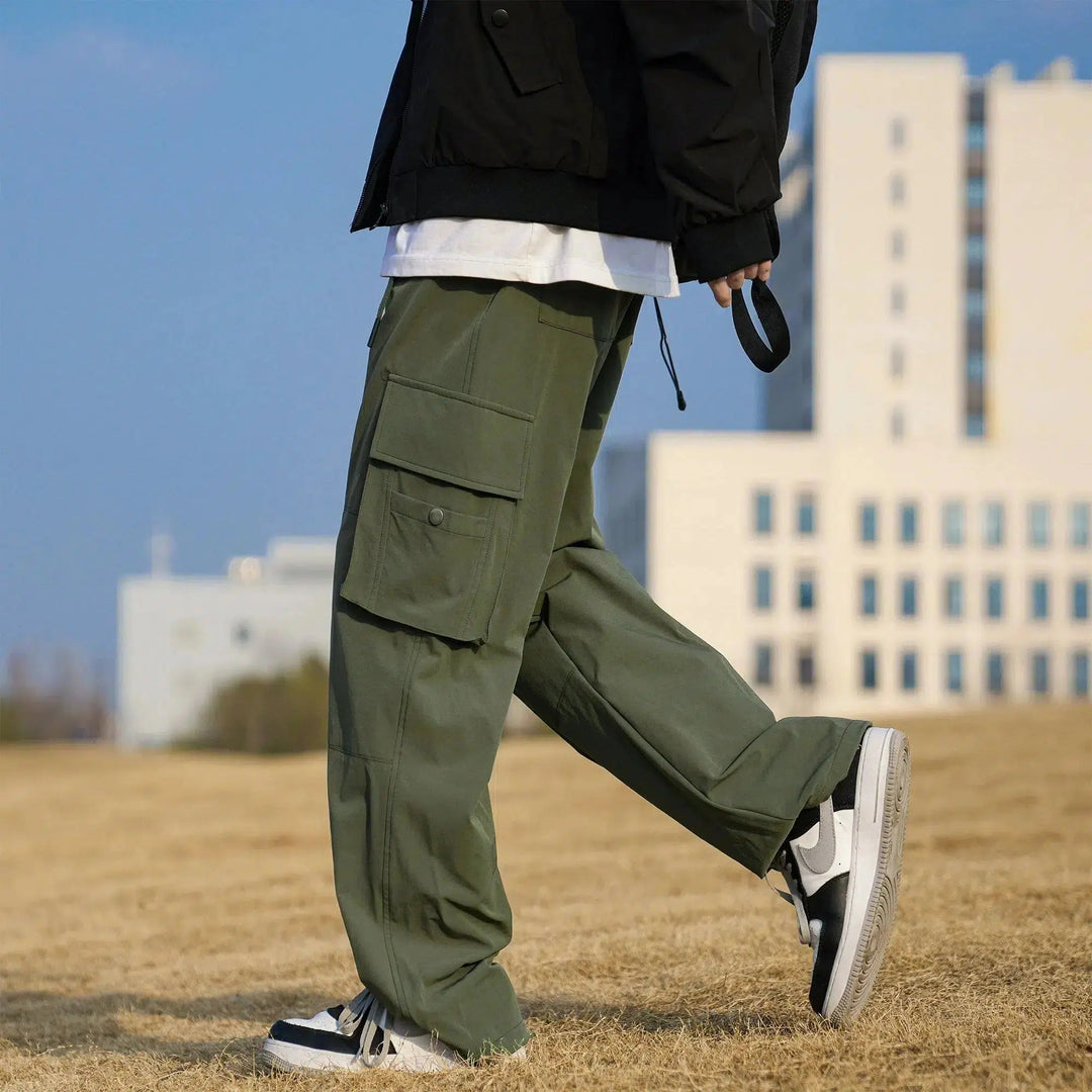 Large Pocket Straight Casual Pants