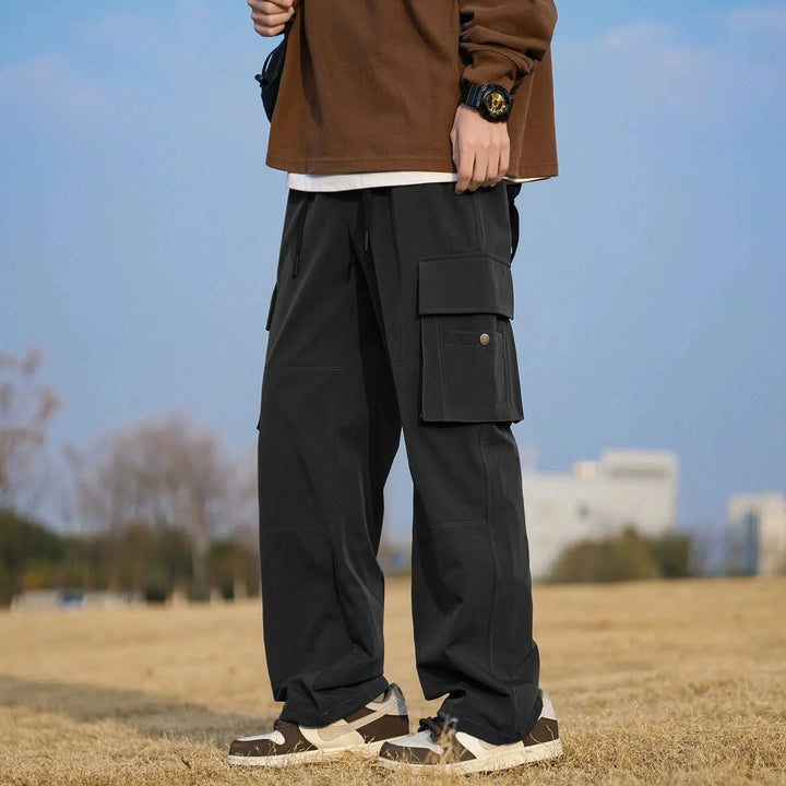 Large Pocket Straight Casual Pants