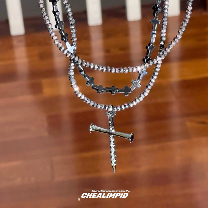 Layered Cross Pendant Necklace