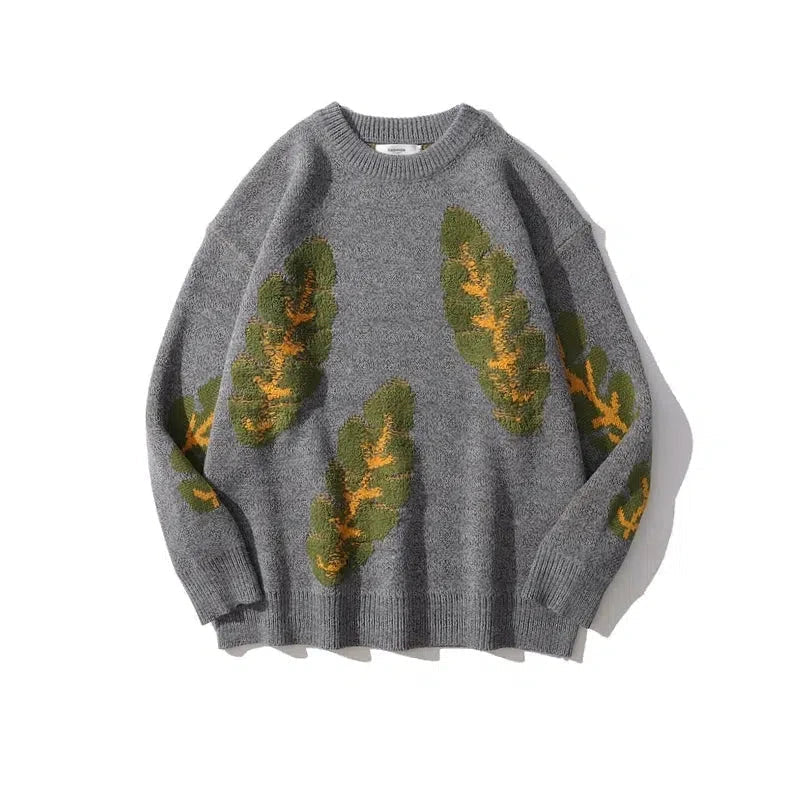 Leaf Pattern Knit Sweater