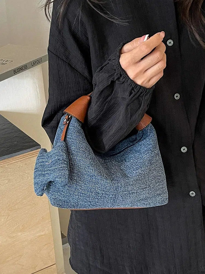 Leather Accents Handmade Denim Bag