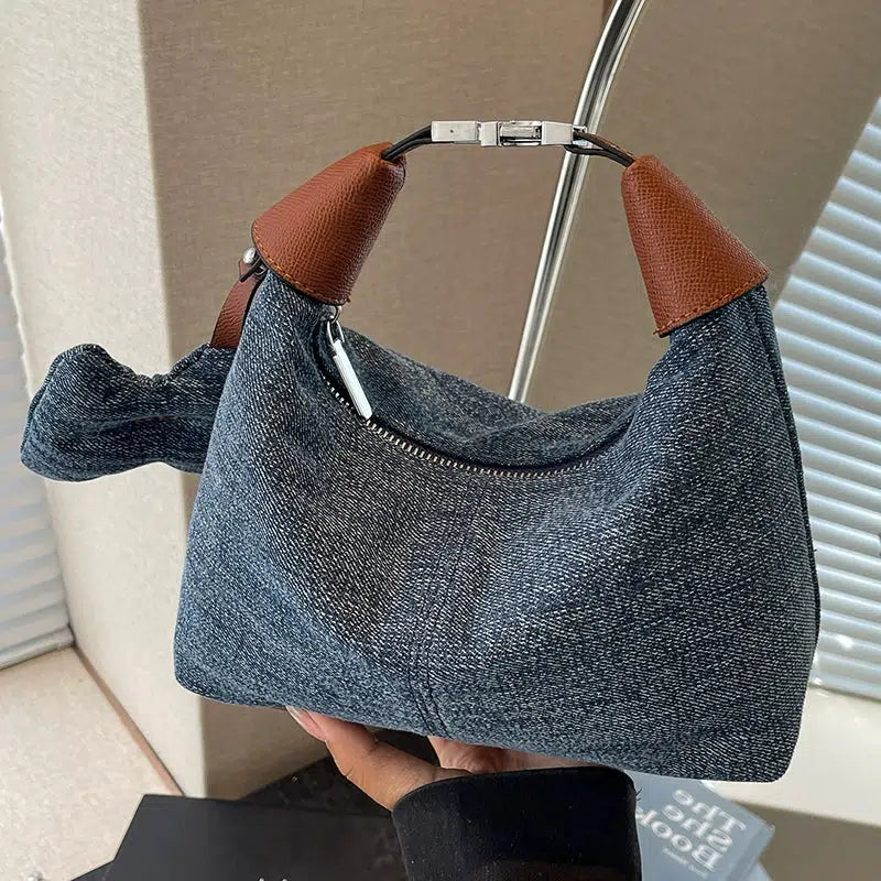 Leather Accents Handmade Denim Bag