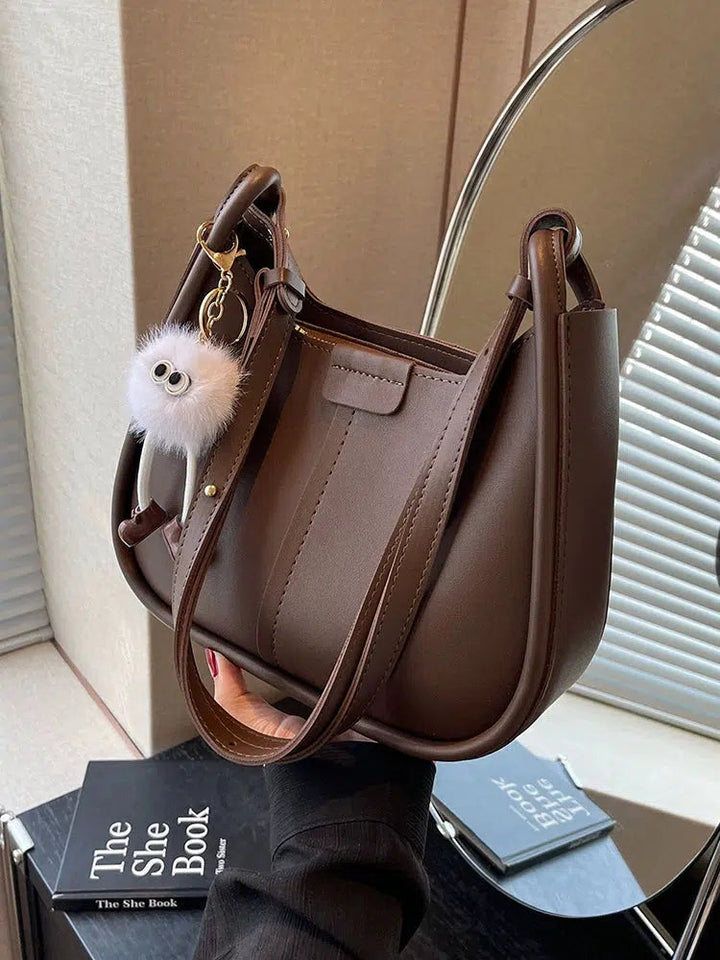 Leather Bucket-Shaped Bag