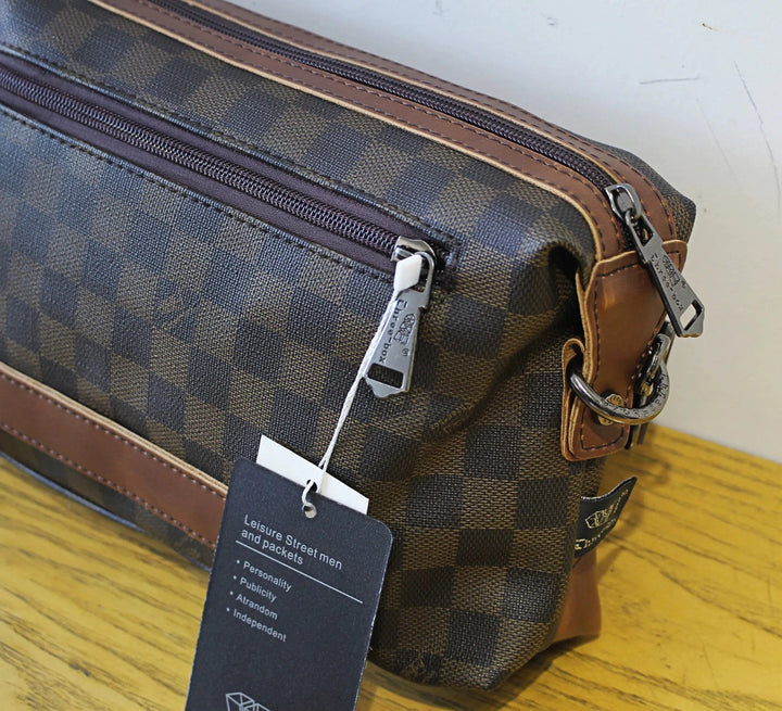 Leather Checkered Shoulder Bag