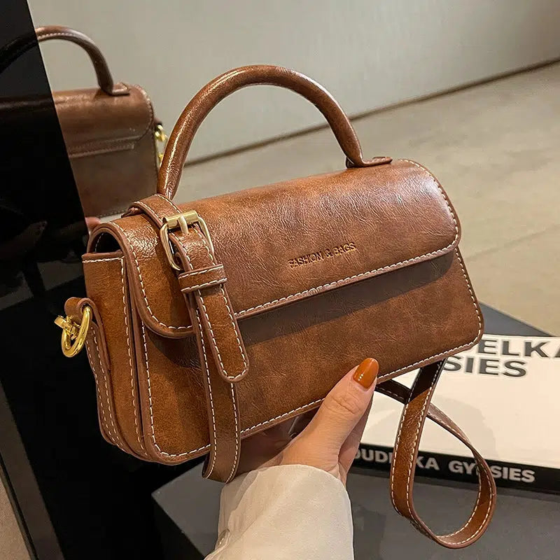 Leather Handle Small Square Bag