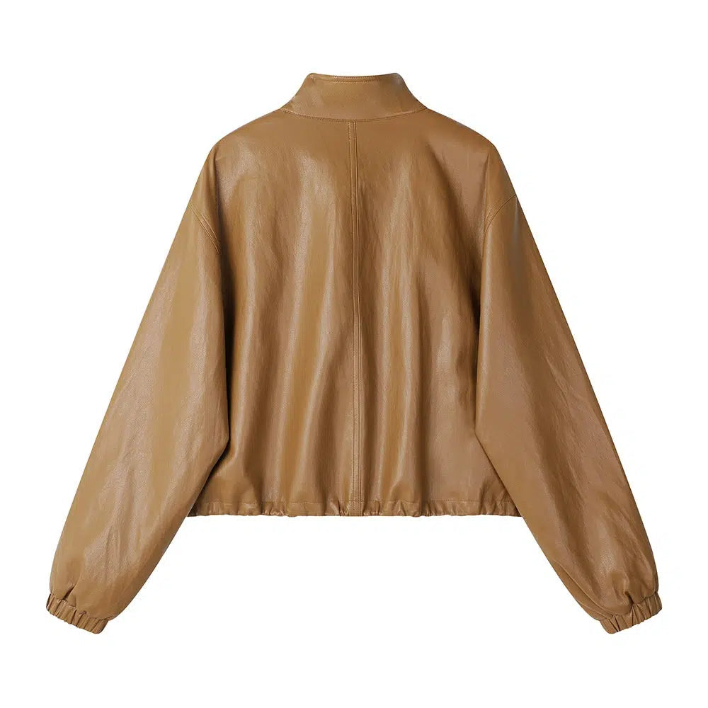 Retro Stand Collar Leather Jacket