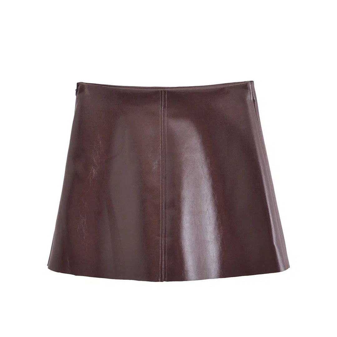 Leather Shirt and Skirt Set