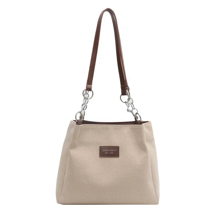 Leather Straps Canvas Tote Bag