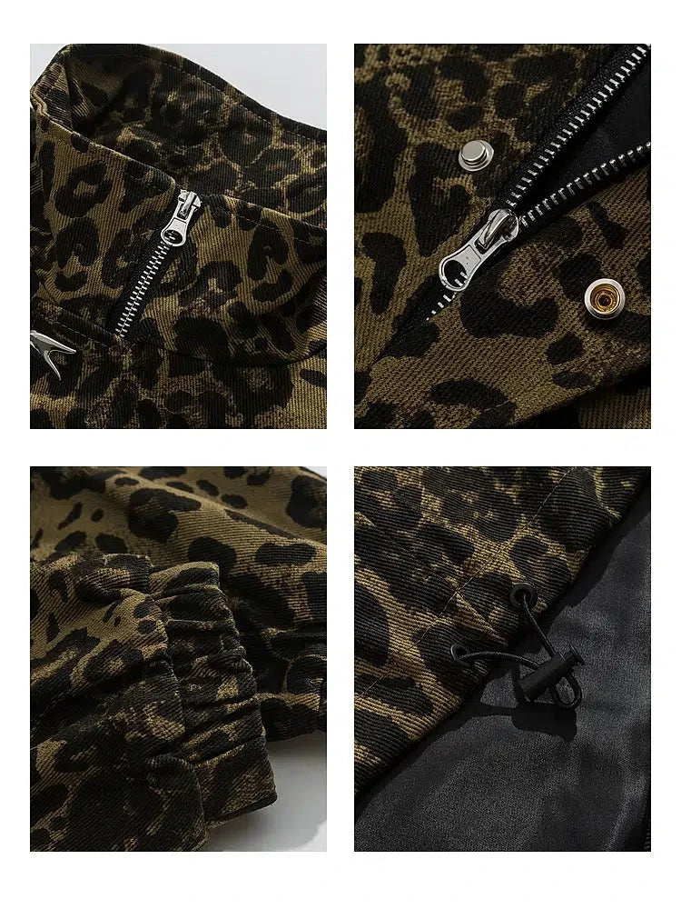 Leopard Print High Collar Jacket