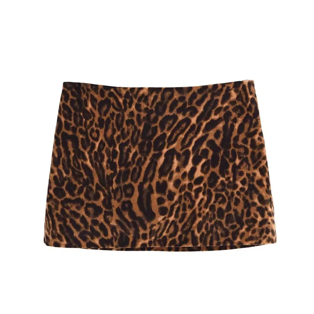 Leopard Print Jacket Skirt Fashion Set