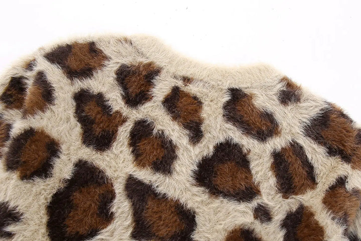 Leopard Print Knit Cardigan Sweater