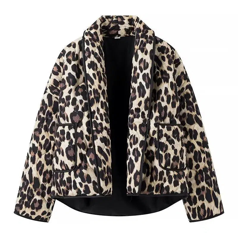 Leopard Print Pockets Coat