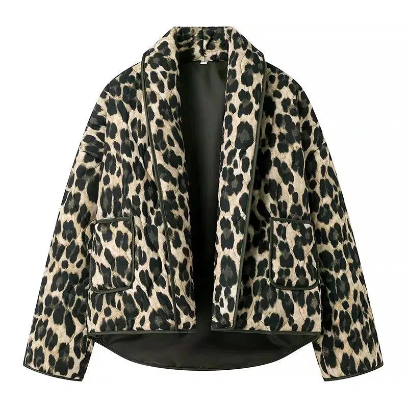 Leopard Print Pockets Coat