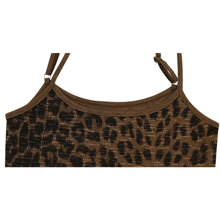 Spaghetti Straps Leopard Print Tank Top