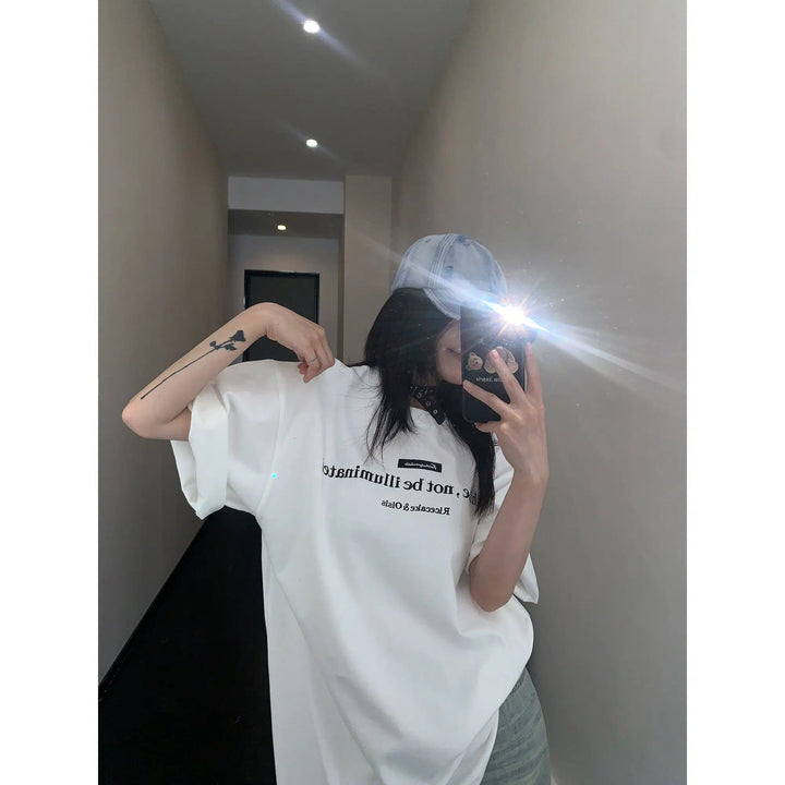 Letter Embroidered Oversized T-Shirt