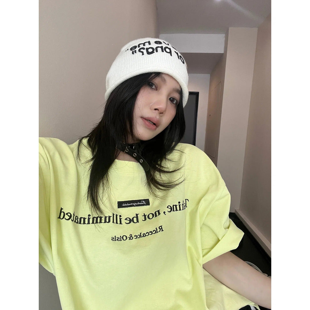 Letter Embroidered Oversized T-Shirt