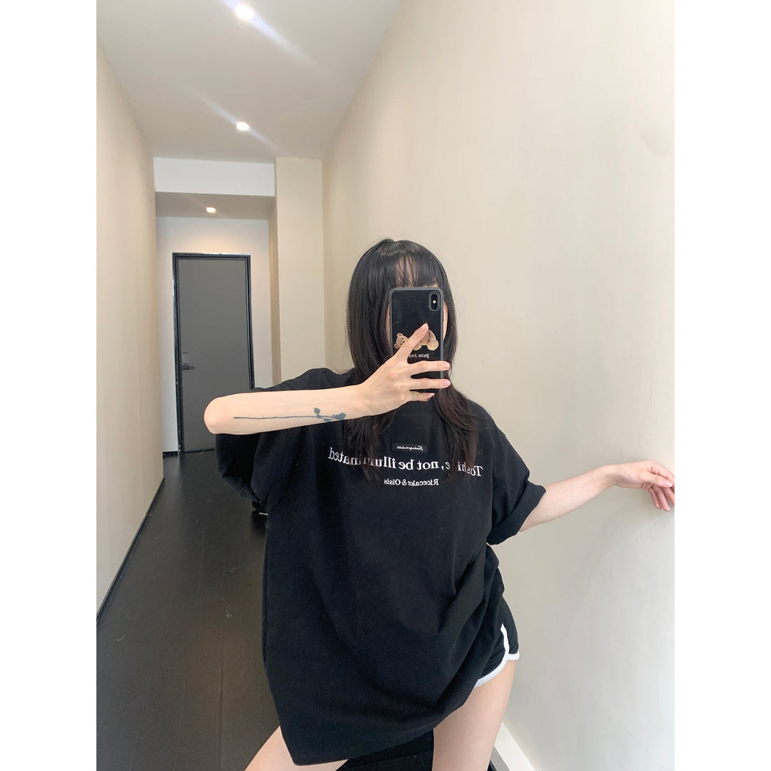 Letter Embroidered Oversized T-Shirt