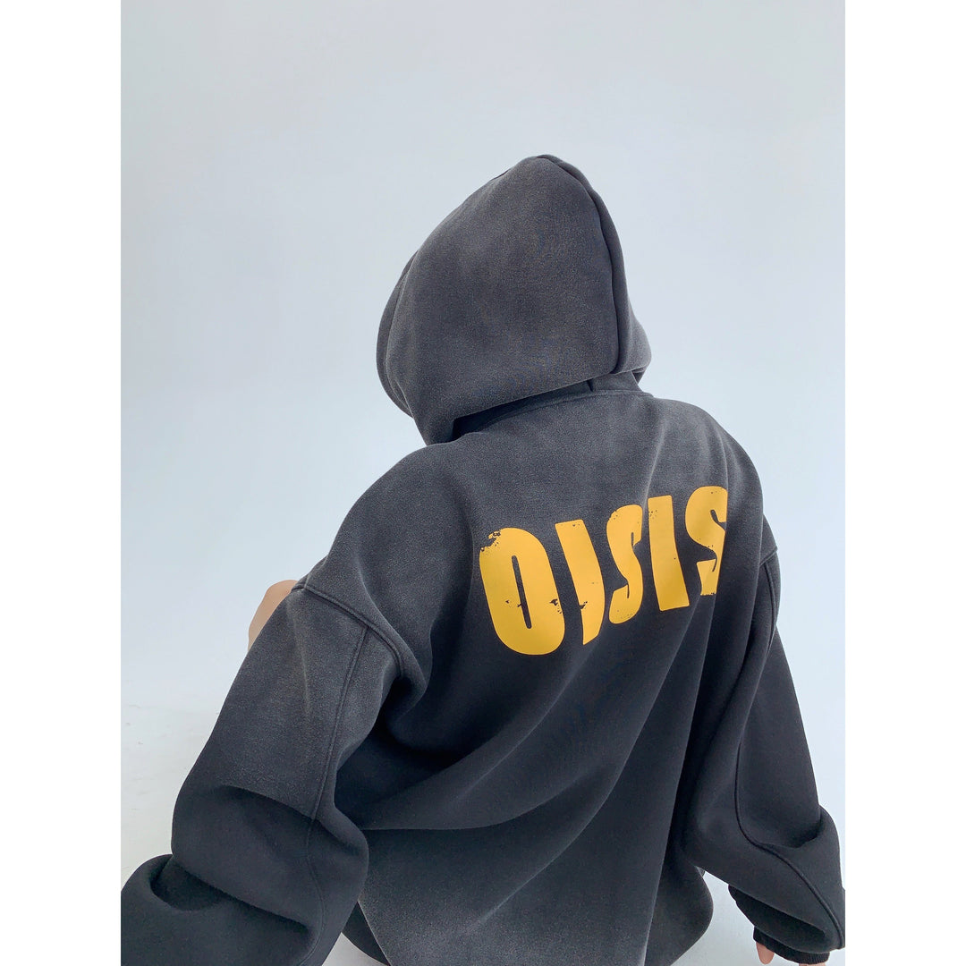 Letter Graphic Print Gradient Hoodie