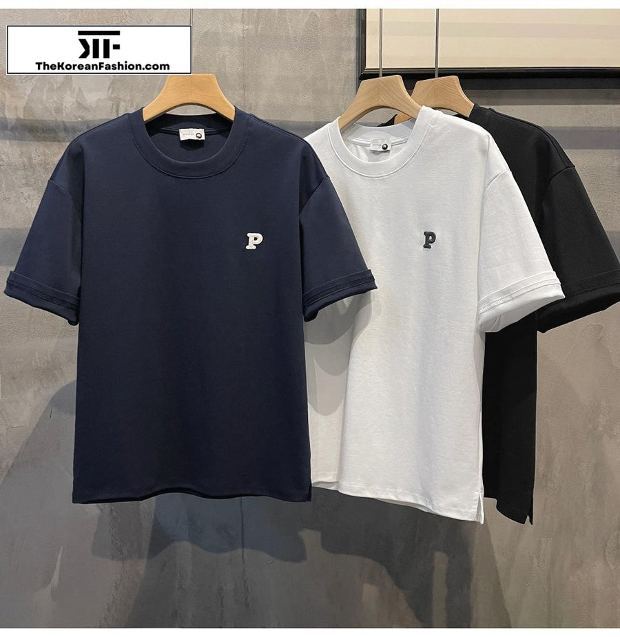 Letter P Embroidered T-Shirt