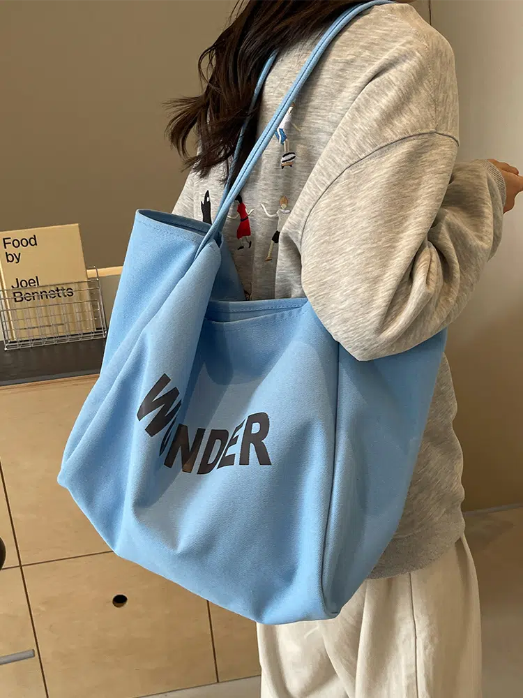 Letter Print Oversized Canvas Tote Bag